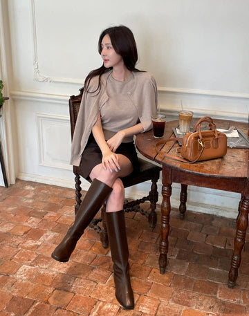 Marid Round Short Sleeve Knit Cardigan Set